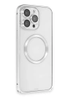 BFS  iPhone 15 Pro Kılıf Metal Bumper Magneticsafe Kapak - Gümüş