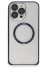 BFS  iPhone 15 Pro Kılıf Metal Bumper Magneticsafe Kapak - Lacivert