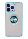 BFS  iPhone 15 Pro Kılıf Montreal Yüzüklü Silikon Kapak - Buz Mavi