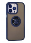 BFS  iPhone 15 Pro Kılıf Montreal Yüzüklü Silikon Kapak - Lacivert