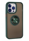 BFS  iPhone 15 Pro Kılıf Montreal Yüzüklü Silikon Kapak - Yeşil