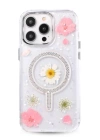 BFS  iPhone 15 Pro Max Flower Magsafe Kapak - Pembe