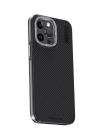 BFS  iPhone 15 Pro Max Kılıf Aramid 600D Kevlar Karbon Fiber Magsafe Kapak - Gri
