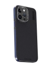 BFS  iPhone 15 Pro Max Kılıf Aramid 600D Kevlar Karbon Fiber Magsafe Kapak - Lacivert