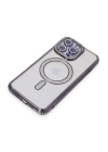 BFS  iPhone 15 Pro Max Kılıf Joke Simli Magneticsafe Kılıf - Derin Mor