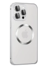 BFS  iPhone 15 Pro Max Kılıf Metal Bumper Magneticsafe Kapak - Gümüş