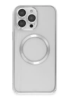 BFS  iPhone 15 Pro Max Kılıf Metal Bumper Magneticsafe Kapak - Gümüş