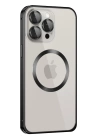 BFS  iPhone 15 Pro Max Kılıf Metal Bumper Magneticsafe Kapak - Siyah