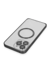 BFS  iPhone 15 Pro Max Kılıf Metal Bumper Magneticsafe Kapak - Siyah