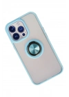 BFS  iPhone 15 Pro Max Kılıf Montreal Yüzüklü Silikon Kapak - Buz Mavi