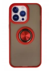 BFS  iPhone 15 Pro Max Kılıf Montreal Yüzüklü Silikon Kapak - Kırmızı