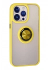 BFS  iPhone 15 Pro Max Kılıf Montreal Yüzüklü Silikon Kapak - Sarı