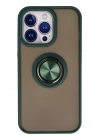 BFS  iPhone 15 Pro Max Kılıf Montreal Yüzüklü Silikon Kapak - Yeşil