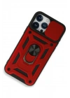 BFS  iPhone 15 Pro Max Kılıf Pars Lens Yüzüklü Silikon - Kırmızı