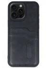 BFS  iPhone 15 Pro Max Kılıf Sara Kartvizitli Deri Kılıf - Siyah