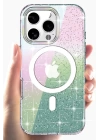 BFS  iPhone 15 Pro Max Rasasi Simli Magsafe Kapak - Şeffaf