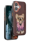 BFS  iPhone 16 Cute Desenli Kapak - Koyu Kahve