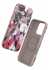 BFS  iPhone 16 Flower Series Magsafe Kapak - Pembe