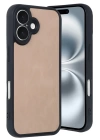 BFS  iPhone 16 Kılıf Aras Deri Kapak - Pudra