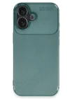 BFS  iPhone 16 Kılıf Auto Focus Karbon Kapak - Koyu Yeşil
