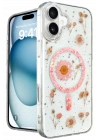 BFS  iPhone 16 Kılıf Daisy Simli Magsafe Kapak - Pembe