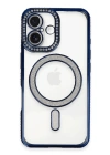 BFS  iPhone 16 Kılıf Joke Simli Magneticsafe Kılıf - Lacivert