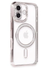 BFS  iPhone 16 Kılıf Joke Simli Magneticsafe Kılıf - Pembe