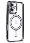 BFS  iPhone 16 Kılıf Joke Simli Magneticsafe Kılıf - Siyah