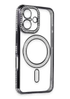 BFS  iPhone 16 Kılıf Joke Simli Magneticsafe Kılıf - Siyah