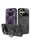 BFS  iPhone 16 Kılıf Joy Lens Standlı Kapak - Siyah