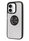 BFS  iPhone 16 Kılıf Montreal Yüzüklü Silikon Kapak - Siyah