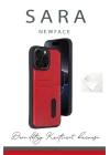 BFS  iPhone 16 Kılıf Sara Kartvizitli Deri Kılıf - Kırmızı