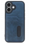 BFS  iPhone 16 Kılıf Sara Kartvizitli Deri Kılıf - Lacivert
