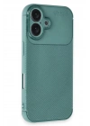 BFS  iPhone 16 Plus Kılıf Auto Focus Karbon Kapak - Koyu Yeşil