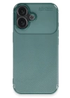 BFS  iPhone 16 Plus Kılıf Auto Focus Karbon Kapak - Koyu Yeşil