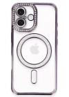 BFS  iPhone 16 Plus Kılıf Joke Simli Magneticsafe Kılıf - Derin Mor