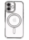 BFS  iPhone 16 Plus Kılıf Joke Simli Magneticsafe Kılıf - Gri