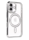 BFS  iPhone 16 Plus Kılıf Joke Simli Magneticsafe Kılıf - Gri