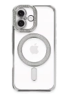 BFS  iPhone 16 Plus Kılıf Joke Simli Magneticsafe Kılıf - Gümüş