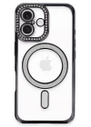 BFS  iPhone 16 Plus Kılıf Joke Simli Magneticsafe Kılıf - Siyah