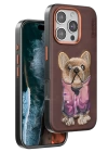 BFS  iPhone 16 Pro Cute Desenli Kapak - Koyu Kahve