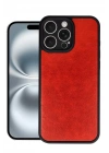 BFS  iPhone 16 Pro Kılıf Aras Deri Kapak - Kırmızı