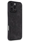 BFS  iPhone 16 Pro Kılıf Aras Deri Kapak - Siyah