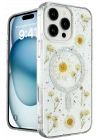 BFS  iPhone 16 Pro Kılıf Daisy Simli Magsafe Kapak - Gümüş