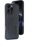 BFS  iPhone 16 Pro Kılıf Sara Kartvizitli Deri Kılıf - Siyah