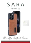 BFS  iPhone 16 Pro Kılıf Sara Kartvizitli Deri Kılıf - Taba