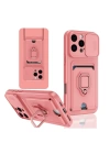 BFS  iPhone 16 Pro Kılıf Zuma Kartvizitli Yüzüklü Silikon - Pembe