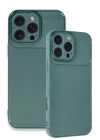 BFS  iPhone 16 Pro Max Kılıf Auto Focus Karbon Kapak - Koyu Yeşil