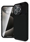 BFS  iPhone 16 Pro Max Kılıf Auto Focus Karbon Kapak - Siyah