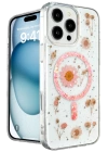 BFS  iPhone 16 Pro Max Kılıf Daisy Simli Magsafe Kapak - Pembe